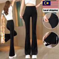 Plus Size S-3XL Bootcut Long Pants Women High Waist Korean Style Slimming Casual Vintage Black Stret