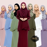 Qayla Kurung Moden Mint Green Emerald Dusty Pink Purple White Gold Baju Kurung Moden Plus Size Nursi