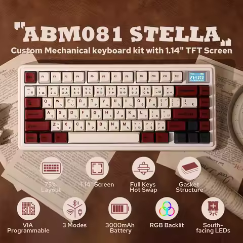 CIDOO ABM081 Stellar 75% VIA Hot-swap Wired/BT/2.4Ghz with 1.14 inch TFT Screen Wireless Mechanical 