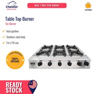 Chelstar Dapur Gas 6 Pembakar Stainless Steel 6 Burner Table Top Gas Stove CGC-611