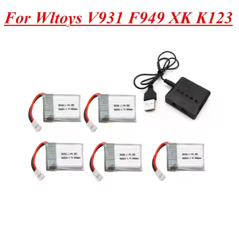 3.7V 500mAh 25C LiPo Battery with battery charger For Wltoys V931 F949 XK K123 6Ch RC Helicopter Spa