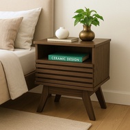LOFT LIVING PRADO Slatted Wood Side Table-Walnut