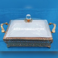 EXCLUSIVE! RECTANGLE GOLD PORCELAIN CANDY DISH WITH GOLD RACK DERAJA /BEKAS KUIH RAYA RAK EMAS / BAL
