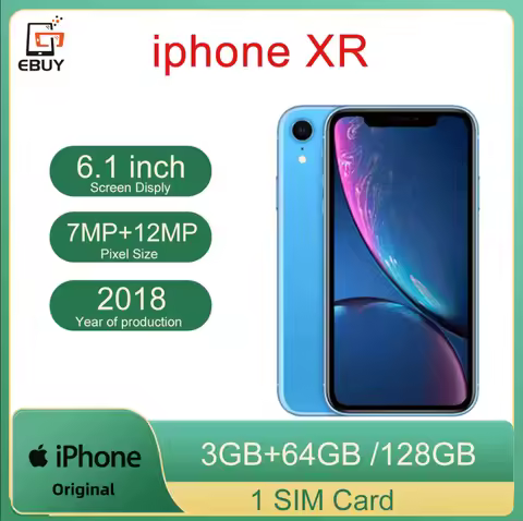 Original iPhone XR 4G LTE Mobile Phone 6.1" Display 64GB/128GB ROM 3GB RAM 12MP A12 Bionic IOS CellP