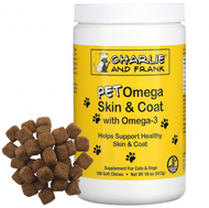 CHARLIE AND FRANK - 貓狗寵物 Omega-3美毛護膚軟糖 180粒 [平行進口] 貓狗奧米加3軟糖