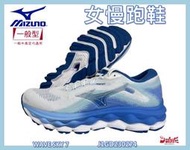 MIZUNO 美津濃 女慢跑鞋 WAVE SKY 7 頂級回彈 避震 透氣 緩衝 J1GD230274 大自在 水藍