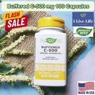 20% Sale!!! EXP.03/26 วิตามินซี สูตรบัฟเฟอร์ Buffered C-500 mg 100 Capsules - Natures Way