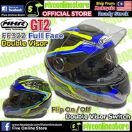 MHR Full Face GT2 Helmet Design Double Visor FullFace FF322 E3 BLUE/BLACK (SIRIM) Removeable Padding