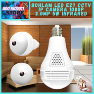 COD Hychaer Bohlam LED E27 CCTV IP Camera 1080P 2.0MP 5W Infrared / cctv mini sambung ke hp wifi paket lengkap jarak jauh tanpa kabel kecil lampu baterai bluetooth cas dinding bohlam full set hd gerak tempel / kamera cctv outdoor mini kecil bohlam lampu