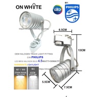 PHILIPS LED HALOGEN BULB MR16 4.5WATT DAYLIGHT/WARMWHITE C/W OEM TRACK LIGHT HALOGEN FITTING (SILVER