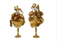 Brass byfa W1115 แจกันคู่ดอกบัวอรุณกมล แจกันพร้อมดอกไม้ ชุดแจกันถวายพระ ดอกไม้ทองเหลือง ดอกไม้โชว์ ง