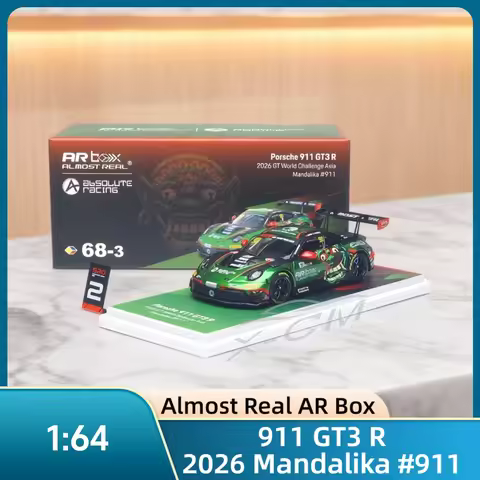 1:64 Diecast Car Model Almost Real AR Box 911 GT3 R 2026 Asia Mandalika #911 No.68-3