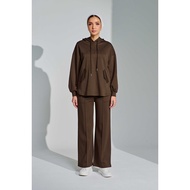 SHE DAZZLE Ae-ri Pullover Hoodie Set In Coffee Brown