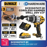 DEWALT DCD1007H1T-B1 CORDLESS HAMMER DRILL 20V 1/2" 13MM 169NM COME WITH 1x DCBP520 POWERSTACK BATTE