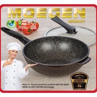 Maystar WOKPAN Pan /Wok Pan 30cm germany+Non-Stick Teflon Glass Lid