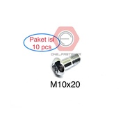 10 pcs BAUT Bintang M10x20 yamaha CHROME baut 14 Kunci T50 vixion 10mm
