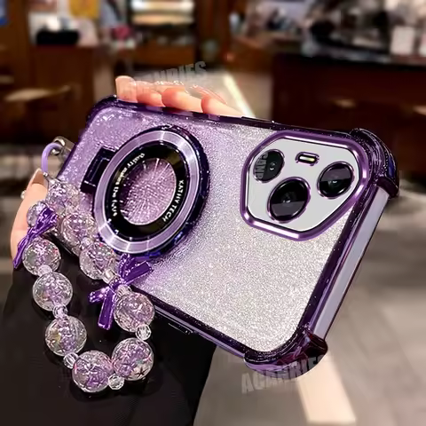 Honor400 Star Lanyard Ring Holder Glitter Plating Silicone Case For Huawei Honor 400 Pro Lite Shockp