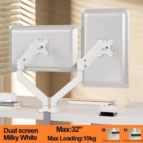 BEISHI Dual Monitor Stand Full Adjustable Monitor Desk Mount Swivel Vesa Bracket with C Clamp for 13