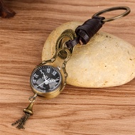 Antique Style Round Shape Men Women Pendant Quartz Pocket Watch Roman Number Clock with Key Ring Rope