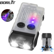 BORUiT V20-1 EDC LED UV Keychain Flashlight 1000LM 180° Rotation Magnet Suction Type-C Charging IP67