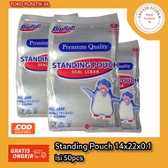 14x22x0,1 - Standing Pouch contains 50pcs Premium Quality BluTop Wide Penguin Seals - 9x15x0,1 - 10x