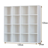 簡約方格儲物木櫃-白色16格（120*29*120cm） | 16mm厚板 | 全四邊精細封邊