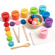 Montessori Wooden Educational Color Cognitive Classification Cup Baby Sensory Color Matching Cup Sta