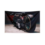 【Worth-Buy】 Motorcycle On The Way Flag Banner Motorcyclist Art Vintage Poster Wall Sign Dark Motor C
