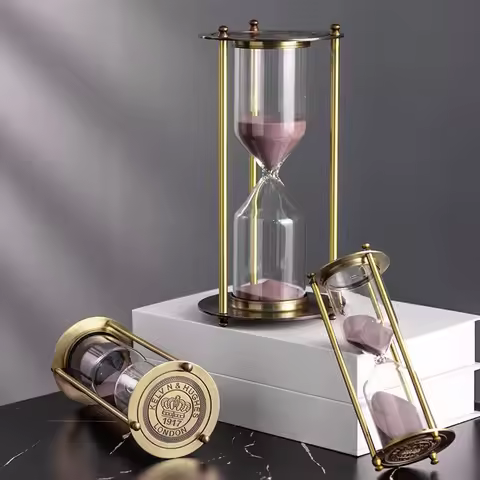3/5/10/15min Metal Hourglass Timer Home Study Office Decorative Item White Sand Metal Time Hourglass