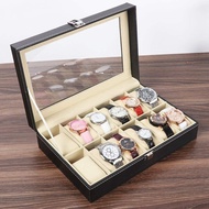 B2U Premium Artificial Leather/Wooden Watch Box Container 3 Slots Watch Storage Watch Display Holder