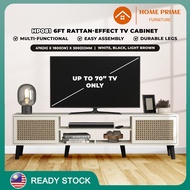 Home Prime HP081 Kabinet TV 6 Kaki dengan Kabinet TV Kesan Rotan Sehingga Kabinet TV 70-inci