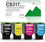 CS317 71B10 Toner Cartridge Set 4-Color Replacement for Lexmark 71B0010 71B10K0 71B10C0 71B10M0 71B1