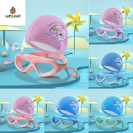 LeftLimit Kids Swim Goggles & Cap Set - Waterproof & Anti-Fog, Integrated Mirror & Earplugs, Silicon