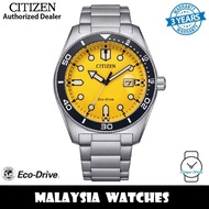 (100% Original) Citizen AW1760-81Z Eco Drive Yellow Dial Stainless Steel Case &amp; Strap Men's Watch (3 Years Warranty)
