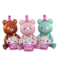 3D bear-shaped balloons for birthday decoration, large size 65cm