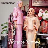 TMTONMOON S-2XL Plus Size Baju Kurung Sating Puffy Sleeve Blouse Pensil Skirt Muslimah Baju Raya Suit Set