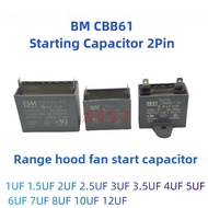 ‌BM CBB61 Range Hood & AC Fan Starting Capacitor 450V 2Pin Dual Terminal Motor Run Capacitor‌ 2.5UF 