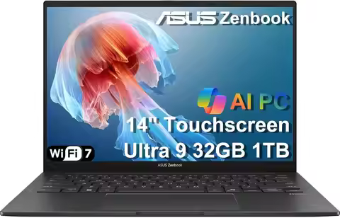 ASUS Zenbook 14 AI PC OLED Touchscreen Laptop, Intel Ultra 9 285H, 32GB DDR5, 18-Hr Battery, IR Webc