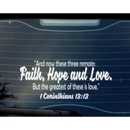 12x6 inches vinyl sticker Bible Verse '1Corinthians 13:13' perfect for car,gadgets,ref door etc