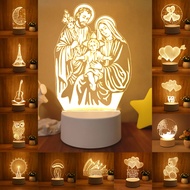 Holy Family Lamp 3d Night Lamp Room Decor Rose Lamp Birthday Gift LED Night Light Bedroom Night Lamp