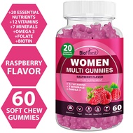Biofinest Women MultiVitamins Gummy Supplement - 20 Minerals Vitamin A B C D E Zinc Biotin Omega 3 F