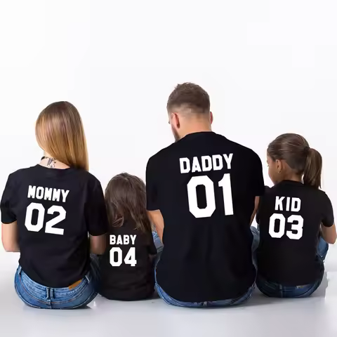 1pcs Family Team T-shirts Mommy and Me Dad 01 Mom 02 Baby Shirt Mom Team Baby Team Dad Family Matchi