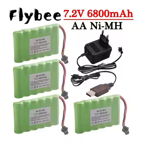 Ni-MH 7.2V 6800mAh SM Plug Battery and 7.2V Charger For RC Cars Robots Tanks Guns Boats Toys Accesso