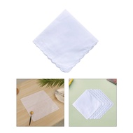 Alilin White Color Handkerchief for Woman Embroidery Tie-dye Man Pocket Handkerchief