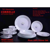 ORIGINAL USA(Ready Stock) Corelle Plum Dinner Set 20pc Dinnerware Set 16 pc, Plum Corelle Square Set
