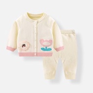 秋冬寶寶毛衣套裝嬰兒洋氣針織開衫嬰童兩件套嬰兒外套新生兒衣服