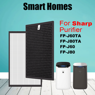 ตัวกรองคาร์บอน HEPA FZ-J80HFE และ FZ-J80DFE สำหรับรุ่นเครื่องฟอกอากาศ SHARP FP-J60TA FP-J80TA FP-J60