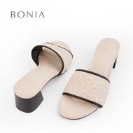 Bonia Beige Lean Heeled Sandals | Kasut Sandal