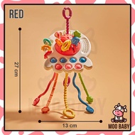 ⭐Moo Baby Toy Ladybug Pull String Toy Mainan Bayi Baby Montessori Toys for 6 Month Baby Toys 0 6 Mon
