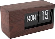 Zunate Retro Flip Desk Shelf Clock, Mechanical Digital Flip Clock, Wood Grain, 4.72" x 4.33"